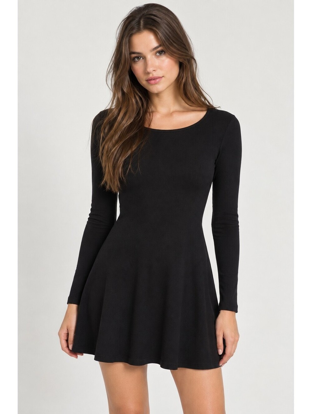 Aritzia Talula Black Long Sleeve Fit & Flare Mini Dress Size S